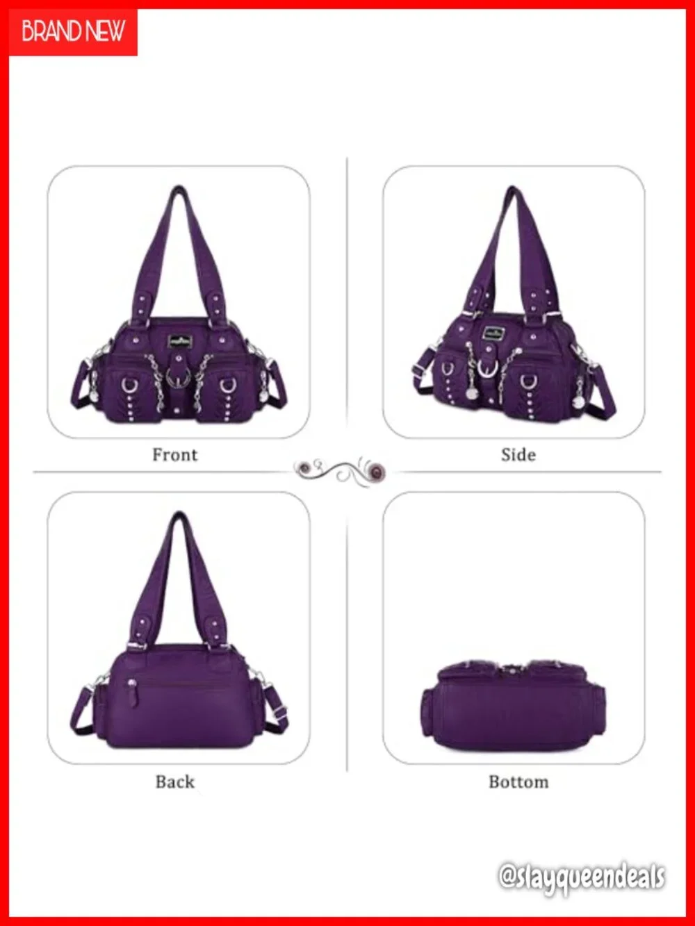 Soft Vegan Leather Hobo Bag Crossbody Shoulder Purse Multipocket Women's Handbag